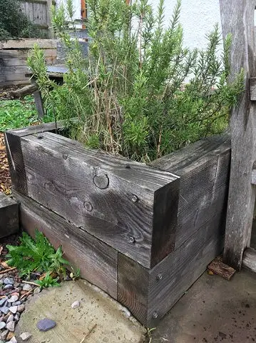 Stacked sleepers make deeper garden beds