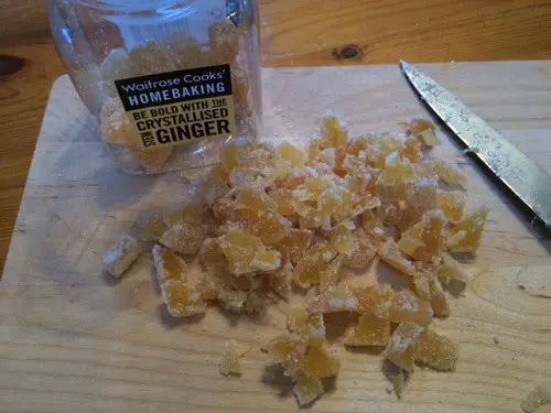 Chopping crystallised ginger