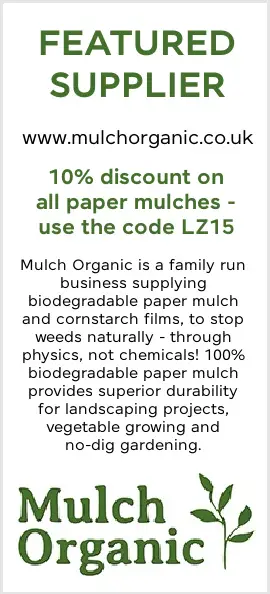 promotional panel for Mulch Organic biodegradable garden mulch